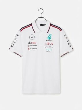 Mercedes AMG Petronas White Polo with Red & Navy Trim